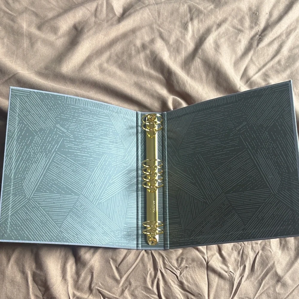 Erin Condren Gray Fabric Planner Binder with Gold Logo and rings